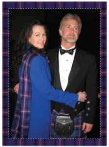Mrs. Anne Carroll Gilmour and MW Ridgley Gilmour, 33°, modeling the tartan
