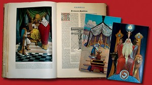 The Secret Teachings of All Ages: An Encyclopedic Outline of the Masonic, Hermetic, Qabbalistic & Rosicrucian Symbolical Philosophy, King Soloman Edition, by Manley P. Hall, Illustrations in color by J. Augustus Knapp, published in 1928.
