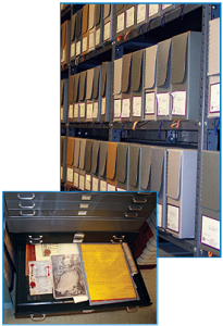 Archives of the Supreme Council, records in archive boxes and metal document drawers.