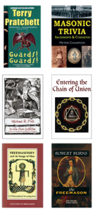 Collage of books reviewed in July-August 2012 Scottish Rite Journal
