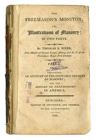 Title page of Freemasons’ Monitor; or Illustrations of Masonry: In Two Parts