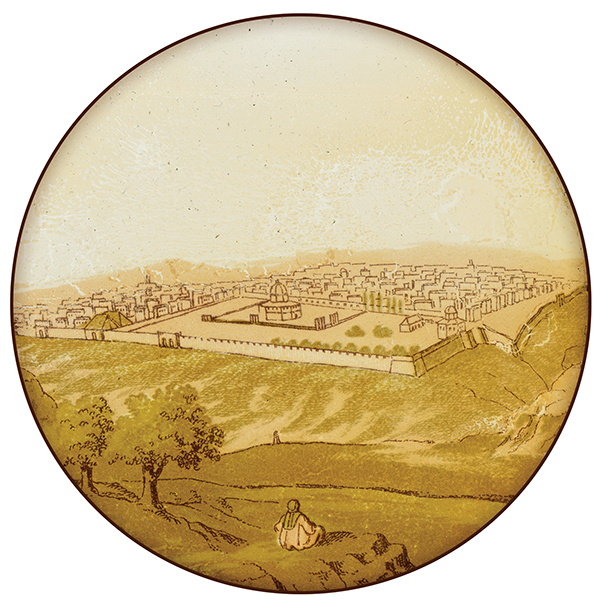 A View of Jerusalem Antique glass slide depicting a view of Jerusalem